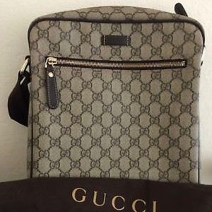 gucci men beige/ebony GG Coated Canvas Shoulderbag